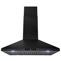 AKDY 36" Island Mount Black Painted Stainless Steel Touch Panel Kitchen Range Hood Cooking Fan