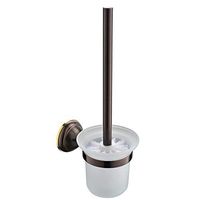 crw Toilet Bowl Brush and Holder Oil Rubbed Bronze Wall Mounted for Bathroom - Space Saving, Heavy Duty, Sturdy-Solid Brass