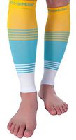 Doc Miller Premium Calf Compression Sleeve Dress Series 1 Pair 20-30mmHg Strong Calf Support Cute Toeless Socks Sports Running Recovery Shin Splints Varicose Veins (YellowBlueWhite, 3X-Large)