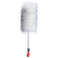 Wool Duster with Solid PP Handle,Flexible Head,18.9 inchs,Comfortable Grip Natural Feather Duster for Cleaning
