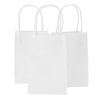 Road 5.25 x 3.75 x 8 Inches Small Kraft White Paper Bags with Handles, Shopping, Grocery, Mechandise, Party Bags (200pc)