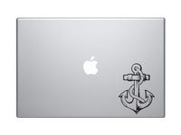 Stylized Anchor - Boating Fishing Nautical Pirate Art - 5" Black Vinyl Decal Sticker Car Macbook Laptop