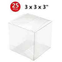 MTXtop 25Pcs 3 x 3 x 3" PET Transparent Clear Wedding Favor Boxes Candy Gift Boxes for Party, Birthday Presents, Baby Shower,Cupcakes, Jewelry