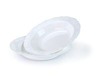 " OCCASIONS" 120 Bowls Pack, Vintage Style Disposable Wedding Party Plastic Bowls For Christmas(10 oz Soup Bowls Portofino in Plain White)