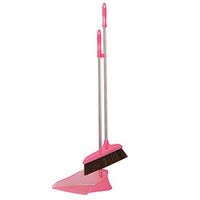 Ainia Long Handled Dustpan and Brush Set Broom and Dustpan for Schools Kidgarden Hotel Hospital Lobby Toilet Kitchen etc,Pink