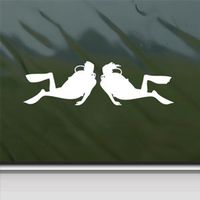 Scuba Diver Dive Couple White Sticker Laptop Vinyl Decal 6"