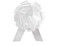10 Pk 5 Inch Wide White Pull Packaging Bows for Baskets and Packages
