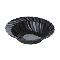 BalsaCircle 36 pcs 16 oz Black Waved Plastic Round Bowls - Disposable Wedding Party Catering Tableware