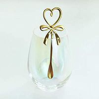 Rainbow Crystal Glass Colorful Drinking Glasses With Bow tied spoon- Multicolor Decorative Stem Glasses For Birthday Parties, Weddings Gift (F)