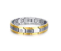 VNOX Stainless Steel Two-Tone Medical Symbol Asthma Magnetic Therapy Bracelet for Men Women