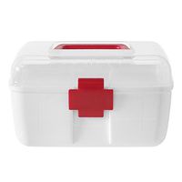 MyGift First Aid Clear Top Case w/Removable Tray & Handle, Family Emergency Kit Storage Organizer