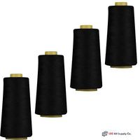 IZO Home Goods 4-Pack of 6000 Yards (Each) Black Serger Cone Thread All Purpose Sewing Thread Polyester Spools Overlock (Serger,Over Lock, Merrow, Single Needle)