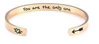 fishhook Personalized Engraved Inspirational Motivational Mantra Quote Arrow Heart Stainless Steel Cuff Bangle Bracelet for Women Girls (Gold, You are The only one)