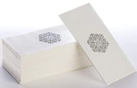 Linen-Feel Guest Towels | Decorative Bathroom Napkins | Soft, Absorbent Disposable Paper Hand Towels for Kitchen, Bathroom, Parties, Weddings, Dinners Or Events White and Silver Napkins 100 Pack