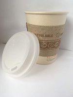 World Centric Compostable Tree Free Coffee Cup Combo 16 Ounce Cup, Lid and Sleeve (100 Sets)