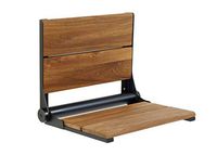Lifeline Contour Folding Shower Seat - Teakwood | Black Matte Frame | 26 x 16 inch
