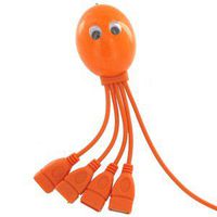 Octopus 4 Port USB Hub, High Speed, 4-Legged Octopus - Orange