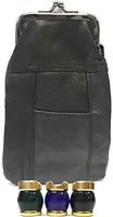 Greatest Selection Full Lamb Skin Cigarette Case Pouch, Coin Purse, Lighter Holder, 120s, Free Gift! 3203 (Black)
