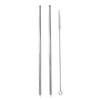 Tall 11" Scratch Resistant Stainless Steel Bezel Tip Safety Straw Set (Patented Safety tip to Prevent Mouth Injury)