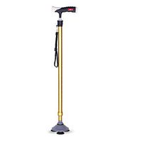 Non-slip Telescopic Elderly Canes For Men And Women Fashionable Walking Crutch Stick With Three Prongs Tips Self Standing Heavy Duty Adjustable Light Weight Hand Crutch With T Handle Aluminum Gold