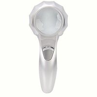 7X 50mm Umbrella-type Umbrella Shaped Design Illuminate Pocket Magnifier Magnifying Loupe Glass with Bright 6 LED Light Silver