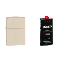 Zippo Pocket Lighter, Cream Matte with 12 oz Lighter Fluid