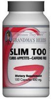 Slim Too - All Natural Herbal Weight Loss Supplement with No Caffeine - 100 Capsules