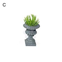 lEIsr00y Miniature Doll House Plant Pot Resin Figurine Micro Landscape Garden Decoration Green Grey