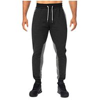 Haxikocty Men Casual Loose Letter Trousers Patchwork Drawstring Elastic Waist Long Sport Pants Black