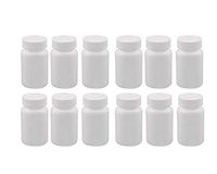 12PCS 20g Small White Plastic Empty Refillable Pill Container Bottles Storage Holder Dispenser Organizer with Screw Cap for Medicine Tablet Solid Powder Capsule Chemical Vitamin