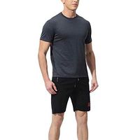 XGUMAOI Men Gym Elastic Fitness Short Sleeve T-Shirt with Short Pants Fast Drying Sports Tops Pants Sports Tight Suit (S, Gray)