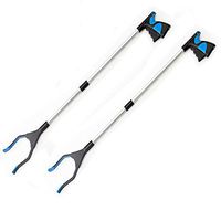 Velidy 2pcs Foldable Grabber Tool 81cm/32" Extra Long Arm Rotating Reaching Aid Tool Lightweight Portable Gripper Reacher for Trash Pick Up, Litter Picker, Garden Nabber (Blue)