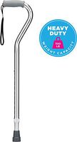 NOVA Medical Products Heavy Duty Walking Cane with Offset Handle, 500 lb. Weight Capacity, Lightweight Adjustable Walking Stick with Carrying Strap, Silver