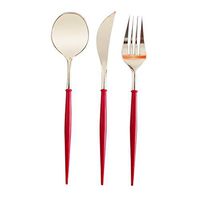 Disposable Plastic Utensils | Plastic Cutlery Set for Parties |20cm Plastic Cutlery Spoon Gold-Plated Silver-Plated Black Three-Piece Disposable Tableware - 5 Sets,5 Spoons 5 Knives 5 Forks (O)