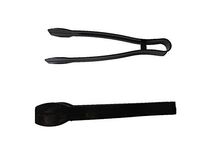 Fuling, 9 Inch Hard Plastic Serving Tong, Black, Reusable and Disposable, Sturdy, Durable (48 Count)