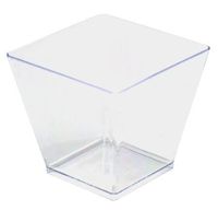 Fineline Settings 6411-CL, 2 Oz. Clear Plastic Tiny Cube Bowls, Disposable Serving Sauce Dessert Snack Bowls, Hot & Cold Food Square Cups, 100-Piece Case