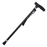 Crutches Elderly Four-Leg Non-Slip Telescopic Old Cane Portable Aluminum Alloy with Light Walker Walking Stick Gift (Color : Black, Size : 56CM)