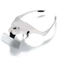 Headband Headset LED Head Light Jeweler Magnifier Magnifying Glass Loupe +5-Lens