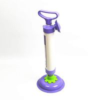 Actoor Toilet Plunger,Manual Drain Plunger High Pressure Drain Plunger Portable with 2 Plug for Toilet Bathtub Kitchen (Purple)