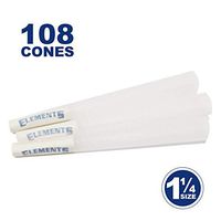 Elements 108 1 1/4 Rice Cones - W Gallery Box - Ultra Thin 1.25 84mm Pre Rolled Cones, 26mm Filter Tips, Natural White Unbleached Unrefined Rolling Papers, Bulk Pack Bundle