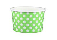 Black Cat Avenue Paper Ice Cream Cups, Polka Dot, Green, 4 Ounce, 50 Count