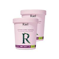 Rael Organic Cotton Compact Tampons - Plant Based Applicator, Chlorine Free, Compact Applicator with Leak Locker Technology (36ct Total), Pack of 2 (Super)
