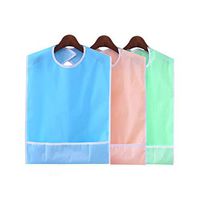 BIHIKI 3 PCS Adult Bib for Eating with Crumb Catcher,PVC Waterproof Clothing Protector,Stain Resistant Adult Aid Apron for Elderly Patient Senior,17.7"X31.5"