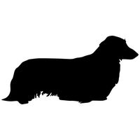 Long-haired Daschund Dog Decal Sticker (Black, Mirrored), Decal Sticker Vinyl Car Home Truck Window Laptop