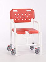 IPU ELT8200 MS Mid-Size Elite Rolling Shower Chair for use Over Toilet and in The Shower (RED)