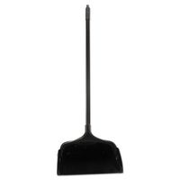 Rubbermaid LobbyPro Upright Dust Pan - 12.5" Wide - 31" Metal Handle - Rear Wheels - Black Pan