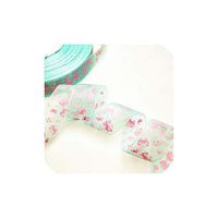 5Meters/Lot 25mm Cartoon Butterfly Ribbons Printed Organza Ribbon Tape for Needlework DIY Gift Wrapping Decoration,Green