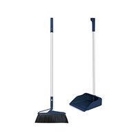 WDX- Broom combination household living room sweeping floor cleaning kitchen cleaning tools broom 簸箕 set combination thickening broom soft hair non-stick hair artifact Household (Color : Dark blue)