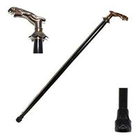 Nautical World Jaguar Head Handle Black Wooden Walking Stick Folding Brass Inlaid Walking Cane for Men & Women, Affordable Gift Decorative Walking Cane Fashion Statement for Men/Women/Seniors/Grandpa