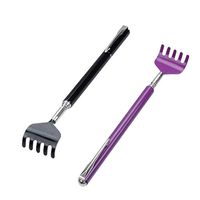 Portable Extendable Back Scratcher, OWUDE Telescoping Scratcher Tetractable Claw Metal Hand Massager Tool with Pocket Clip Pack of 2 (Black + Purple) (Comes in a Gift Box)